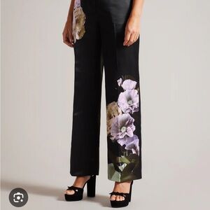 NWT Ted Baker Nayaat Black High-Waisted Wide Leg Trousers